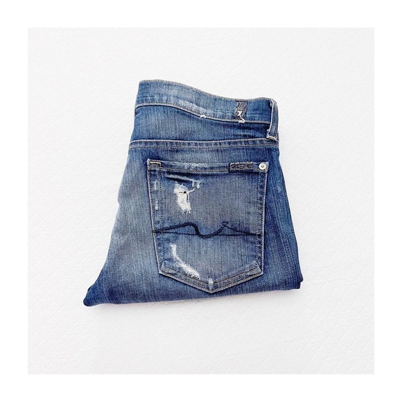 7 For All Mankind Crop Josefina Skinny Boyfriend Denim Jeans SZ27 - Picture 1 of 9